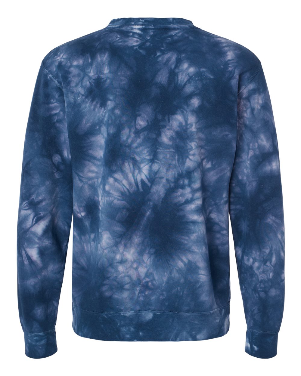 Rear View of Tie Dye Navy Midweight Tie-Dyed Crewneck Sweatshirt - PRM3500TD