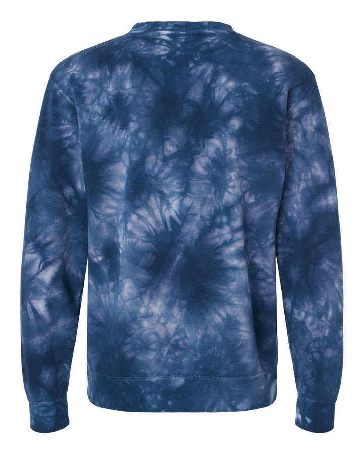 Rear View of Tie Dye Navy Midweight Tie-Dyed Crewneck Sweatshirt - PRM3500TD