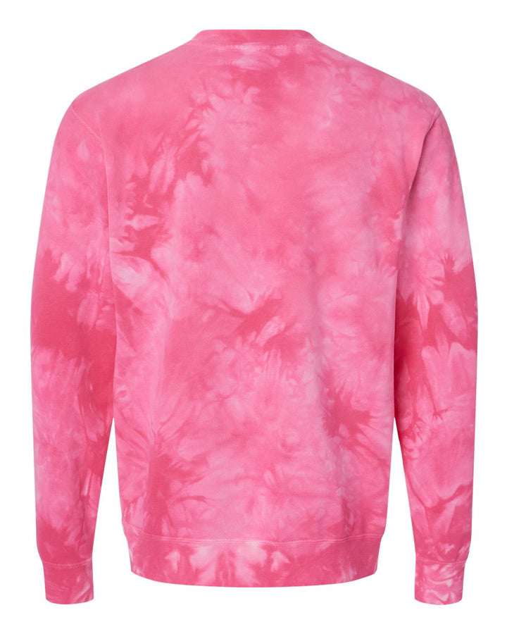 Rear View of Tie Dye Pink Midweight Tie-Dyed Crewneck Sweatshirt - PRM3500TD