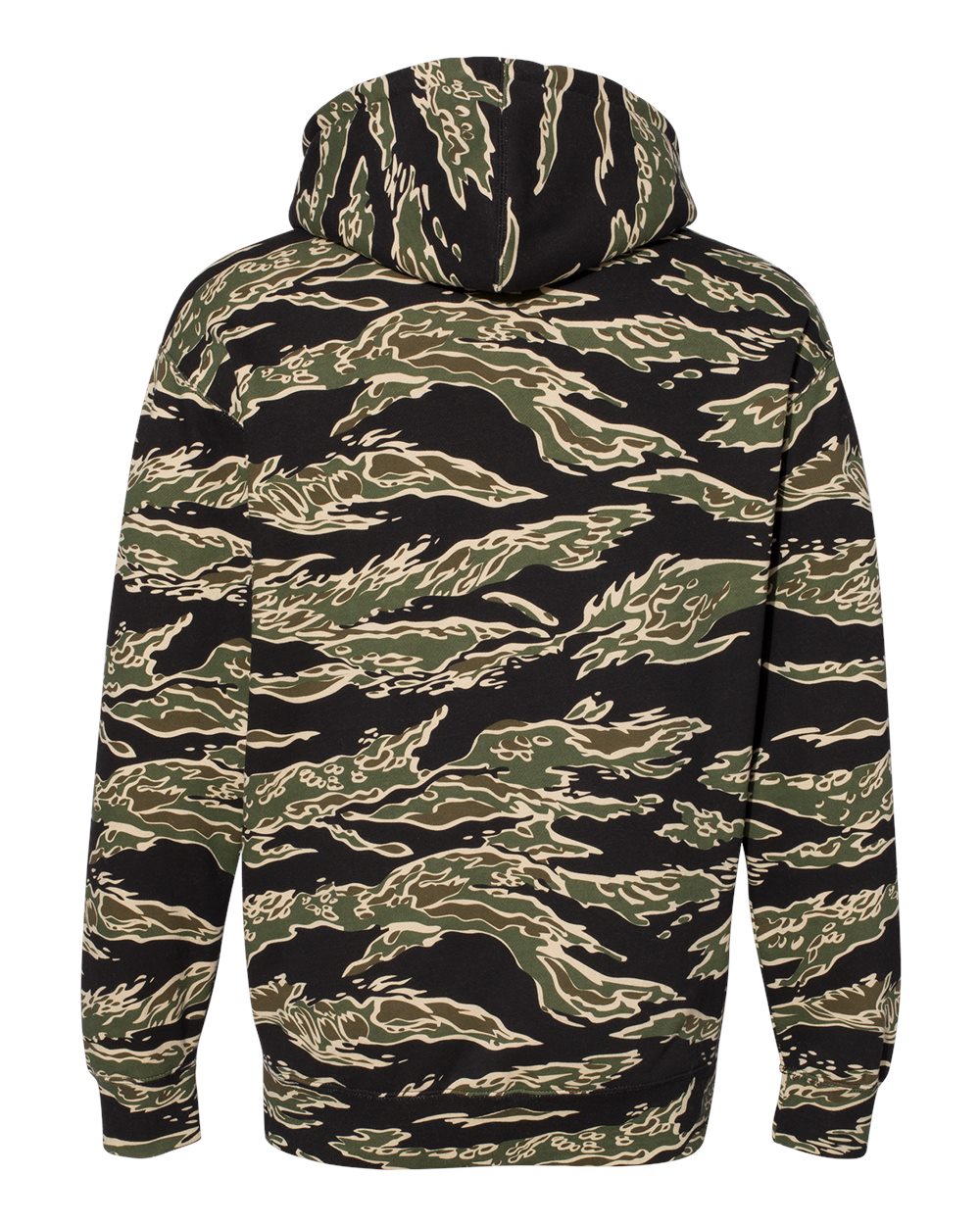 Rear View of Tiger Camo Heavyweight Hooded Sweatshirt - IND4000