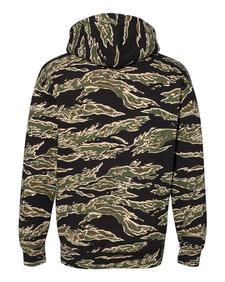 Rear View of Tiger Camo Heavyweight Hooded Sweatshirt - IND4000