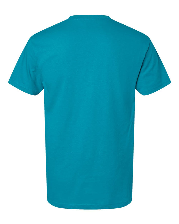 Rear View of Tropical Blue Gold Soft Touch T-Shirt - 4800
