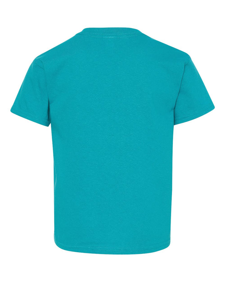 Rear View of Tropical Blue Heavy Cotton™ Youth T-Shirt - 5000B