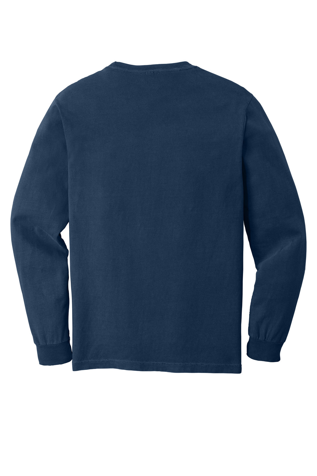 Rear View of True Navy COMFORT COLORS Heavyweight Ring Spun Long Sleeve Pocket Tee. 4410
