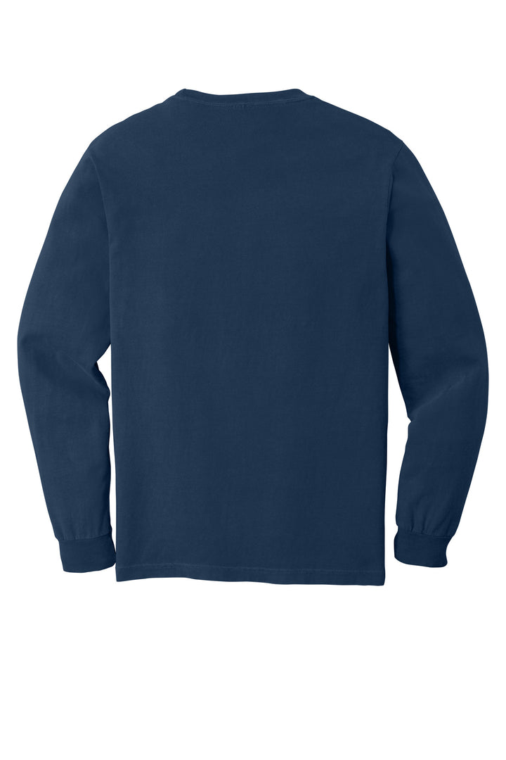 Rear View of True Navy COMFORT COLORS Heavyweight Ring Spun Long Sleeve Tee. 6014
