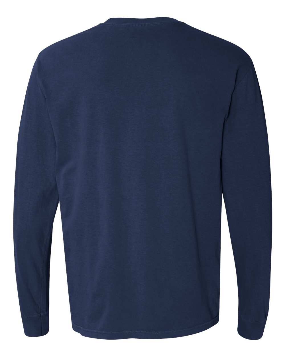 Rear View of True Navy Garment-Dyed Heavyweight Long Sleeve T-Shirt - 6014
