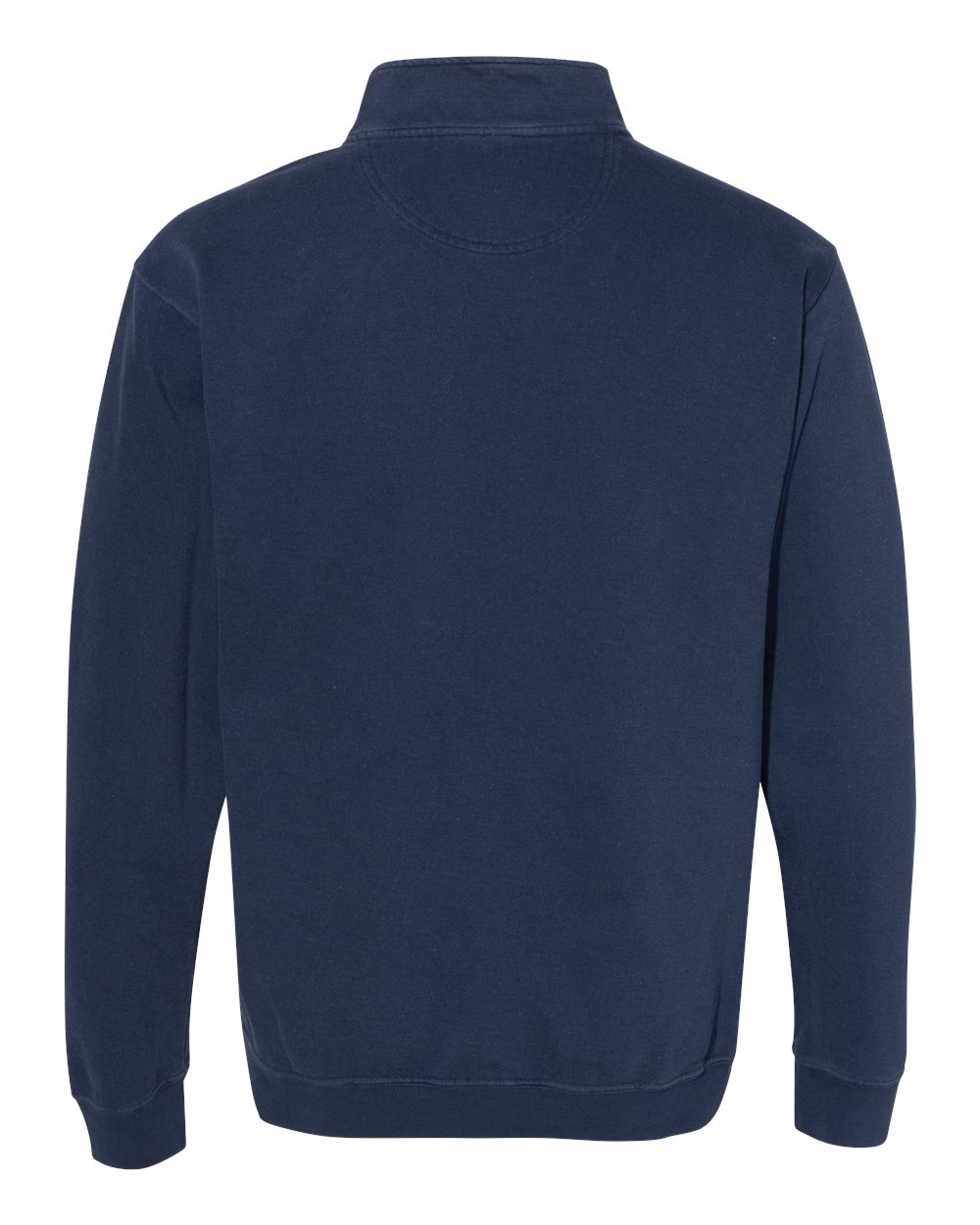 Rear View of True Navy Garment-Dyed Quarter Zip Sweatshirt - 1580