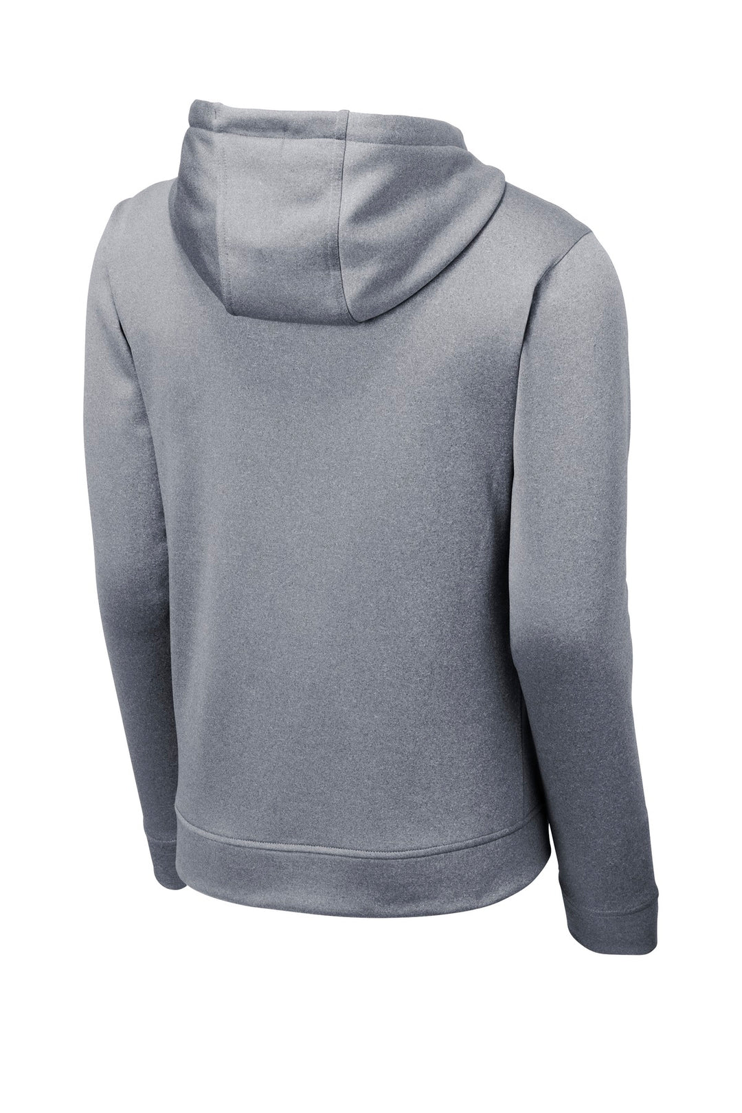 Rear View of True Navy Hthr Sport-Tek PosiCharge Sport-Wick Heather Fleece Hooded Pullover. ST264