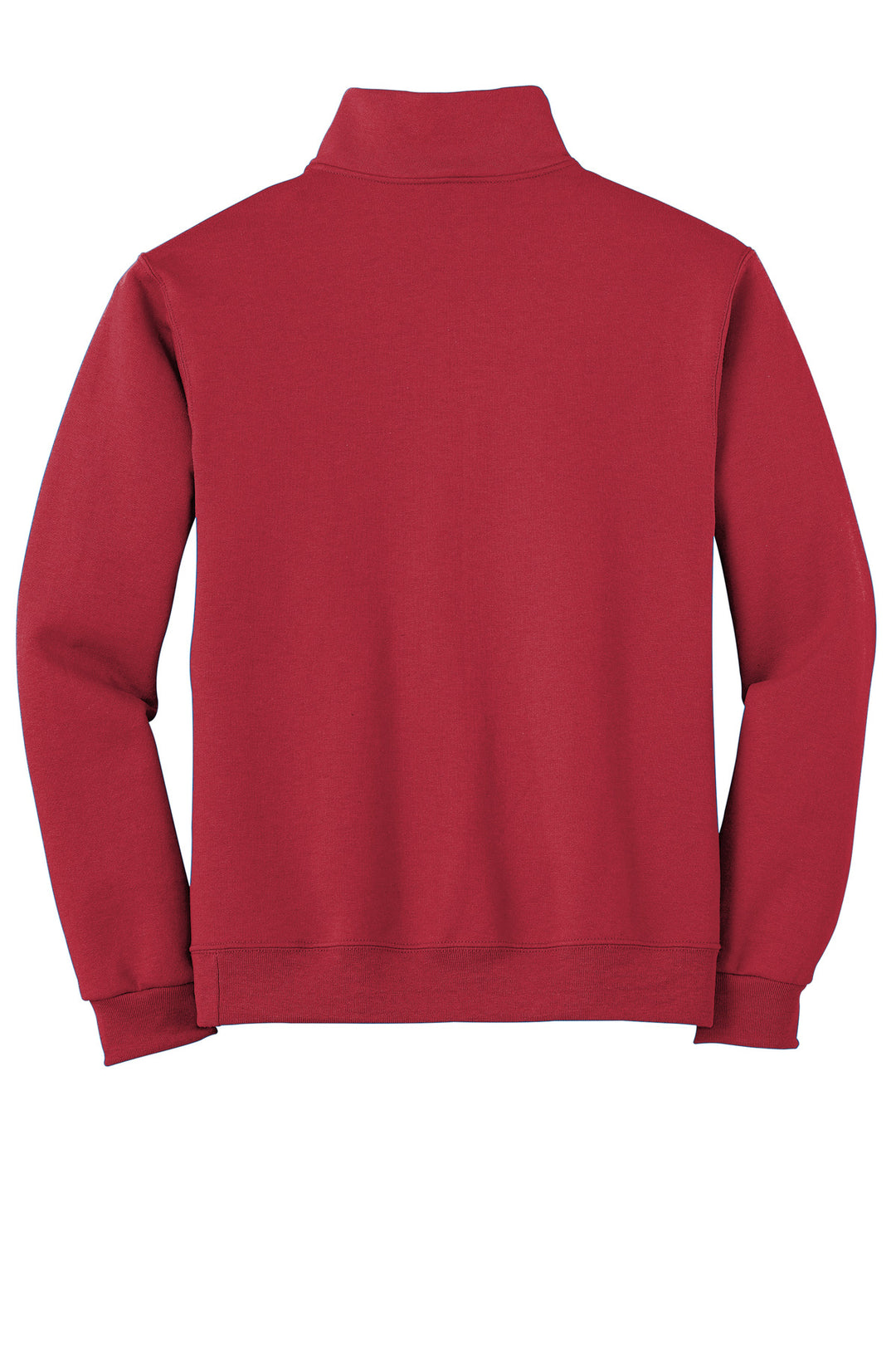 Rear View of True Red Jerzees - NuBlend 1/4-Zip Cadet Collar Sweatshirt. 995M