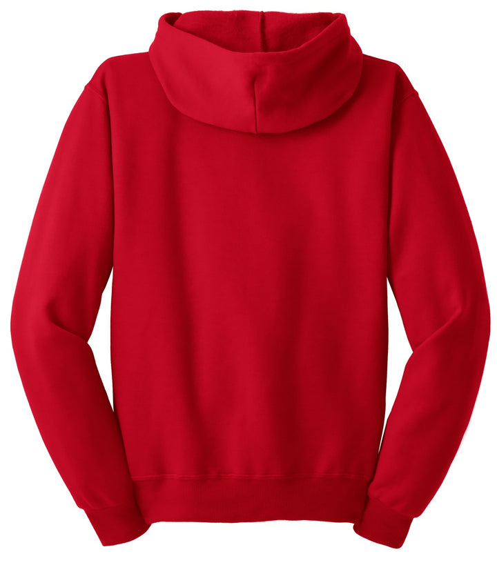 Rear View of True Red Jerzees - NuBlend Full-Zip Hooded Sweatshirt. 993M
