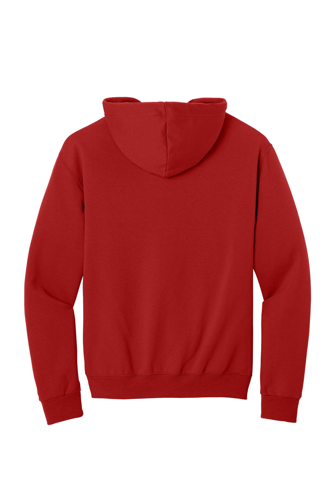Rear View of True Red Jerzees - NuBlend Full-Zip Hooded Sweatshirt. 993M