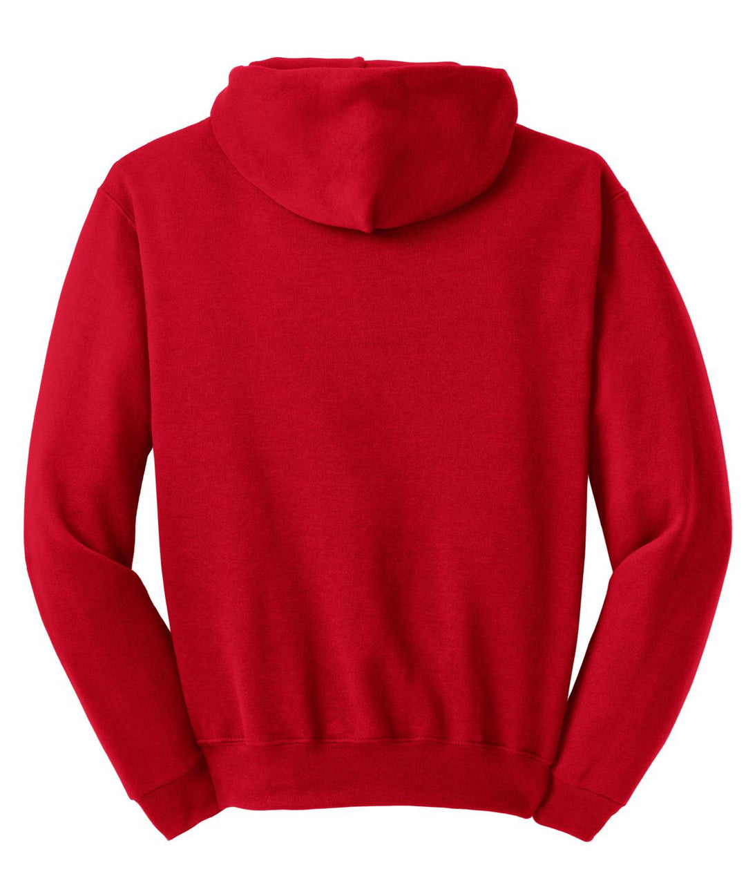 Rear View of True Red Jerzees NuBlend Pullover Hooded Sweatshirt. 996M