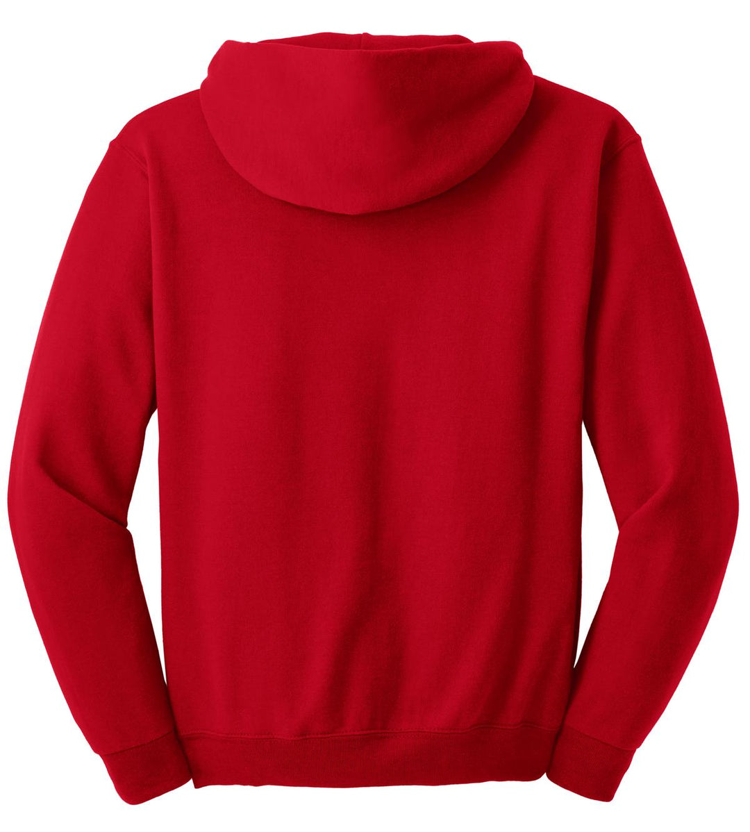 Rear View of True Red Jerzees Super Sweats NuBlend - Pullover Hooded Sweatshirt. 4997M