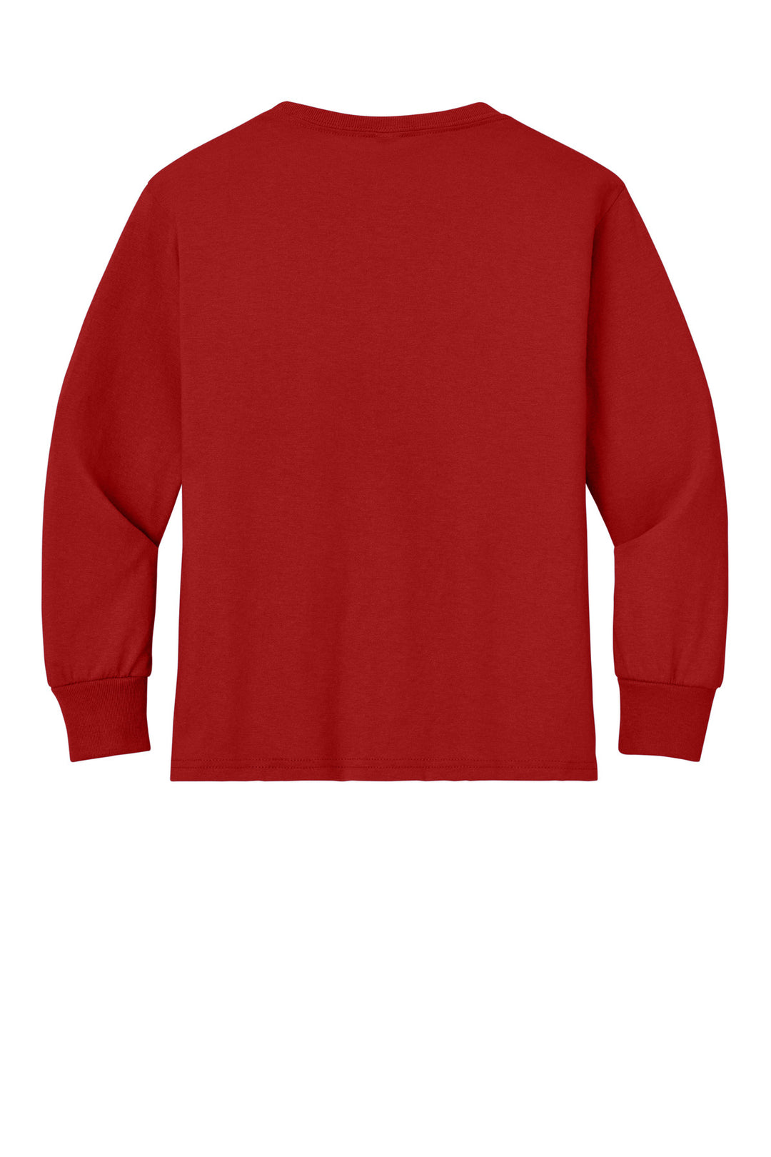 Rear View of True Red Jerzees Youth Dri-Power 50/50 Cotton/Poly Long Sleeve 29BL