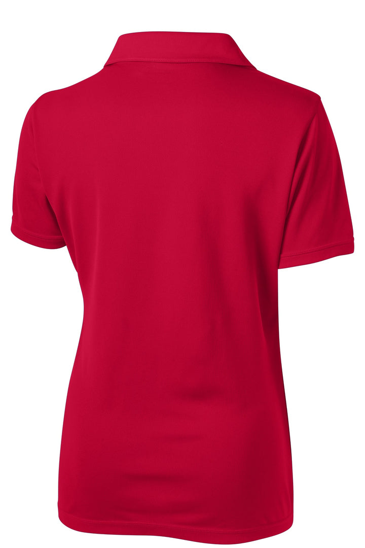 Rear View of True Red Sport-Tek Women's PosiCharge Micro-Mesh Polo. LST680