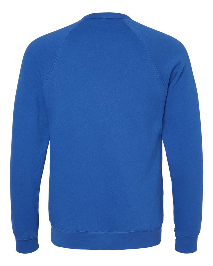 Rear View of True Royal Sponge Fleece Raglan Crewneck Sweatshirt - 3901