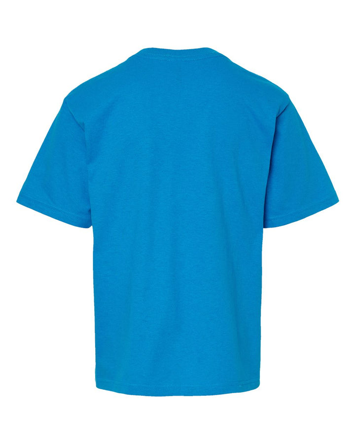 Rear View of Turquoise Youth Gold Soft Touch T-Shirt - 4850