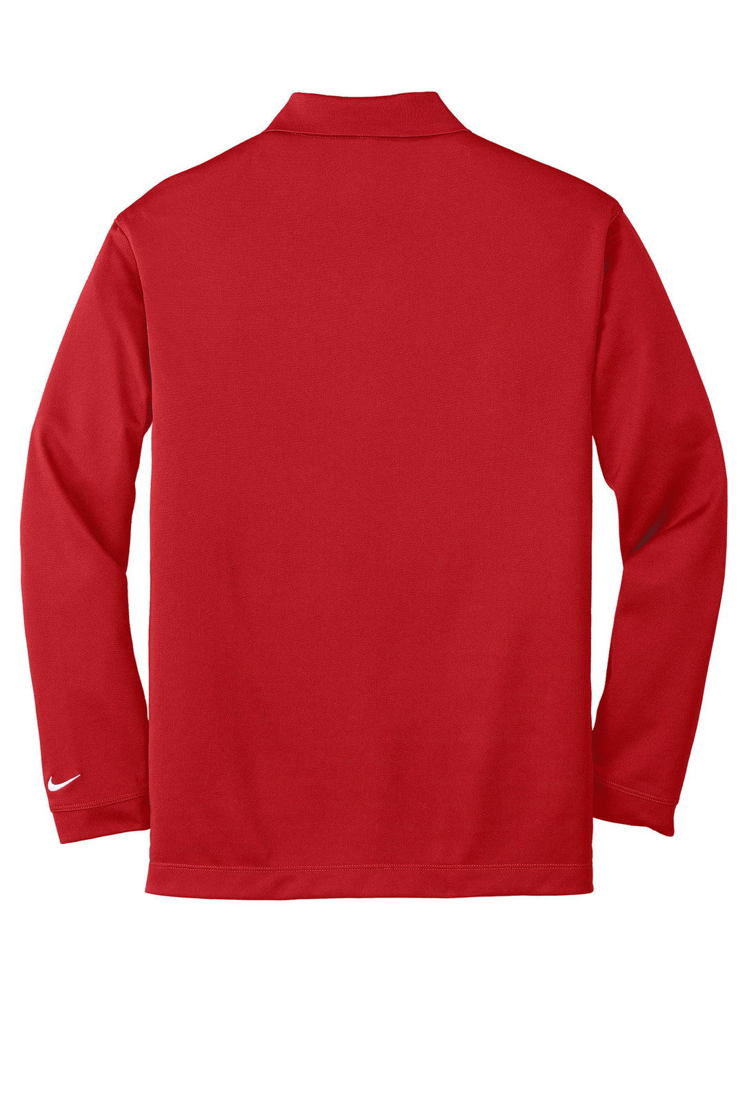 Rear View of Varsity Red Nike Long Sleeve Dri-FIT Stretch Tech Polo. 466364
