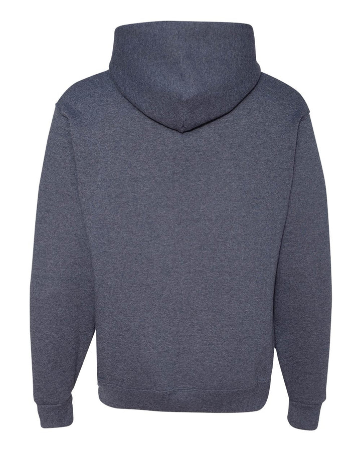 Rear View of Vintage Heather Navy NuBlend® Hooded Sweatshirt - 996MR
