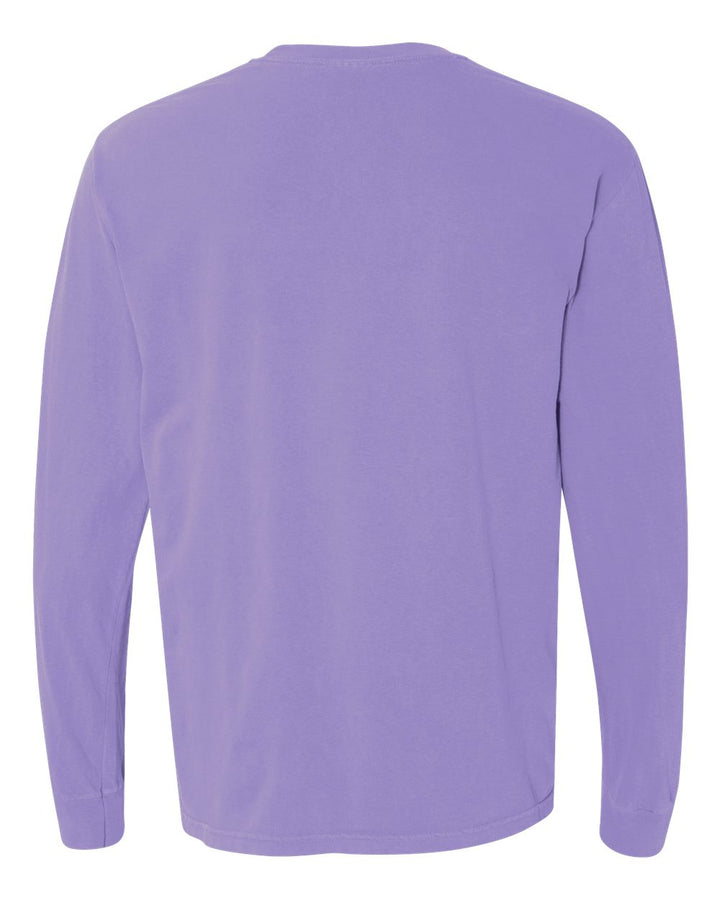 Rear View of Violet Garment-Dyed Heavyweight Long Sleeve T-Shirt - 6014