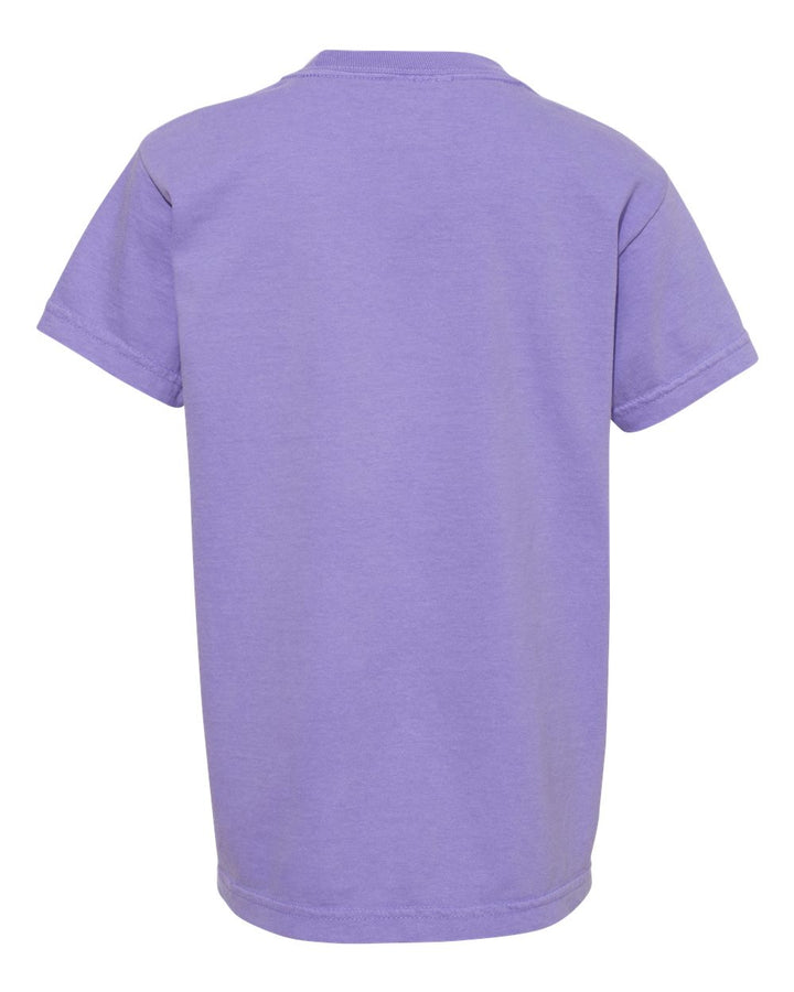Rear View of Violet Garment-Dyed Youth Heavyweight T-Shirt - 9018