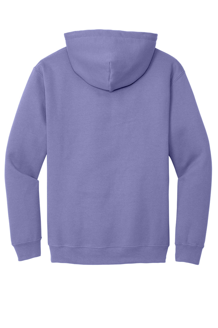 Rear View of Violet Gildan - Heavy Blend Hooded Sweatshirt. 18500