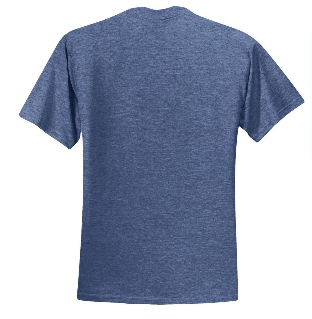 Rear View of Vntg He Blue Jerzees - Dri-Power 50/50 Cotton/Poly T-Shirt. 29M