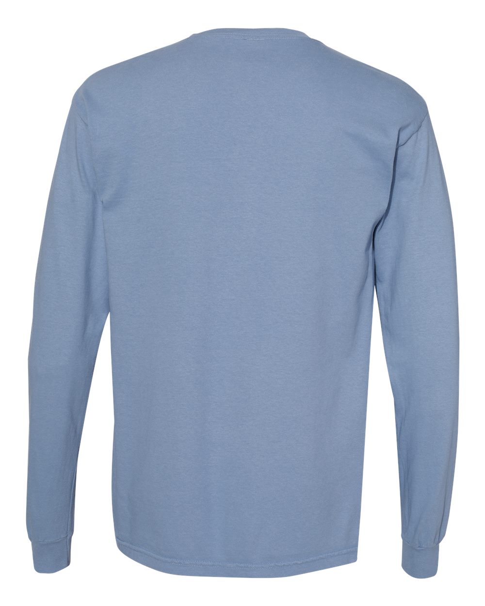 Rear View of Washed Denim Garment-Dyed Heavyweight Long Sleeve T-Shirt - 6014