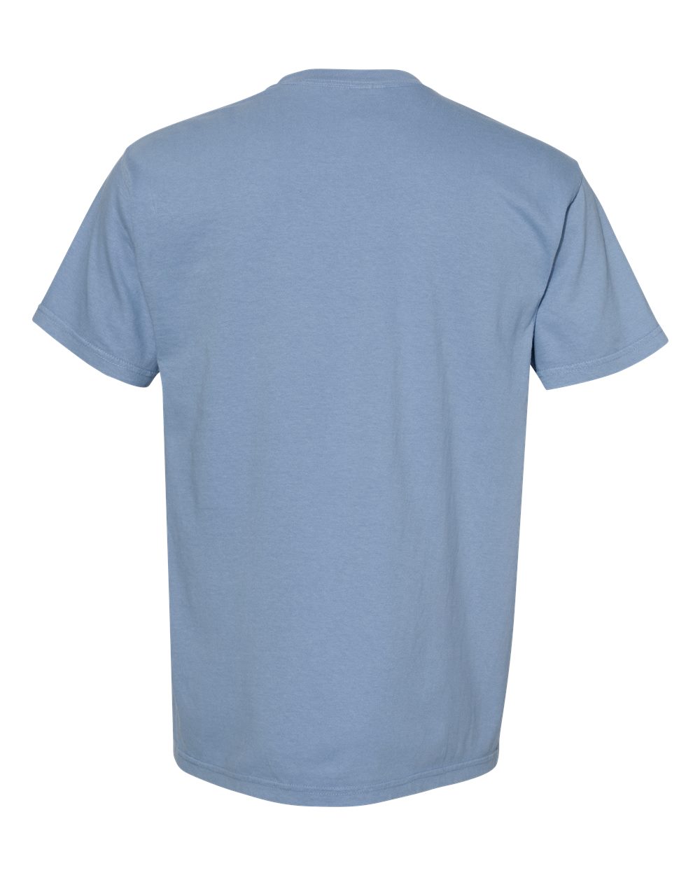 Rear View of Washed Denim Garment-Dyed Heavyweight Pocket T-Shirt - 6030