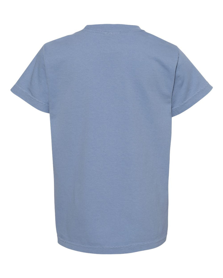 Rear View of Washed Denim Garment-Dyed Youth Heavyweight T-Shirt - 9018