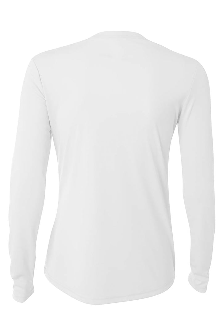 Rear View of White A4 Women's Cooling Performance Long Sleeve Tee A4NW3002