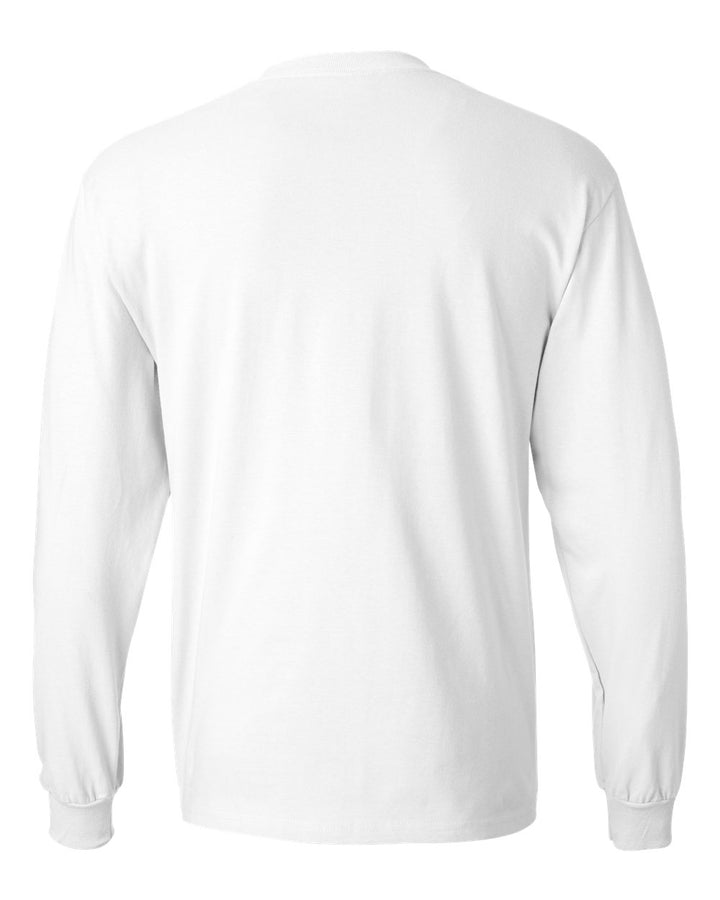 Rear View of White Beefy-T® Long Sleeve T-Shirt - 5186
