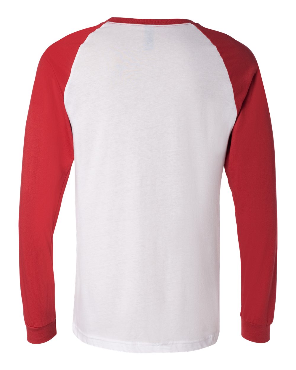 Rear View of White/ Canvas Red Long Sleeve Jersey Baseball Tee - 3000