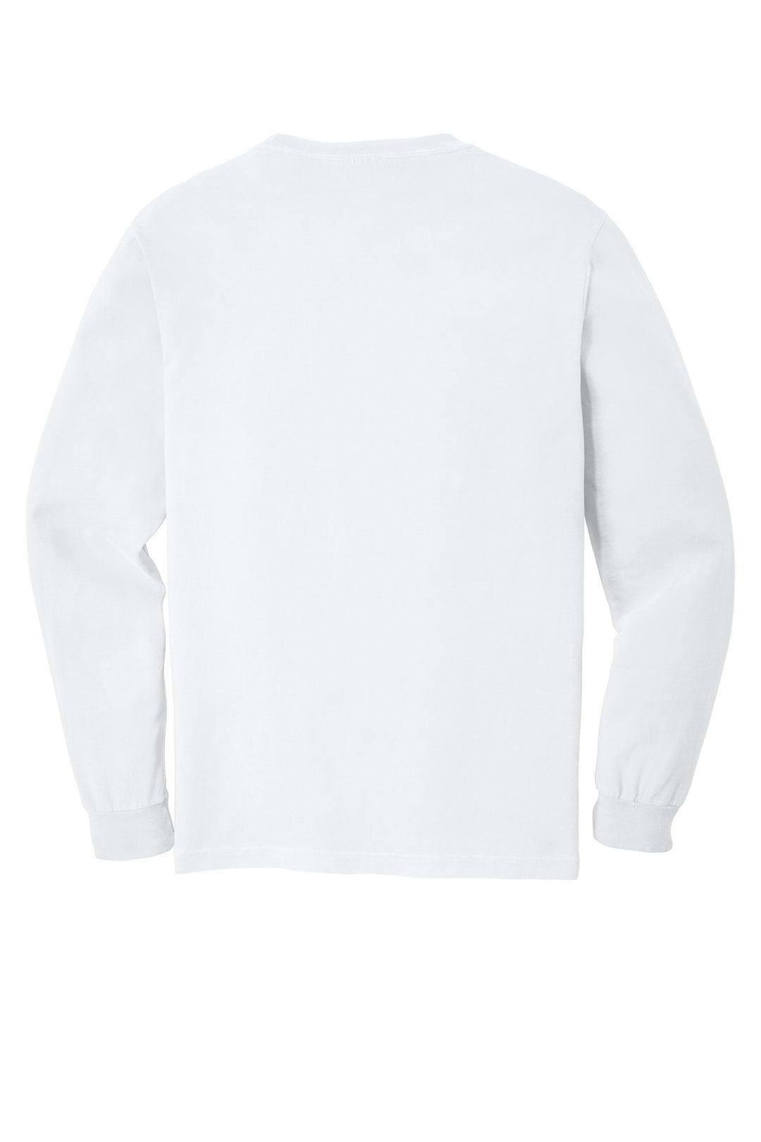 Rear View of White COMFORT COLORS Heavyweight Ring Spun Long Sleeve Tee. 6014