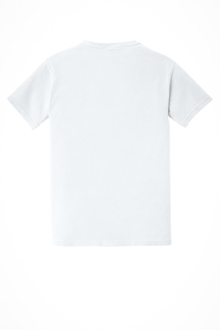 Rear View of White COMFORT COLORS Heavyweight Ring Spun Pocket Tee. 6030
