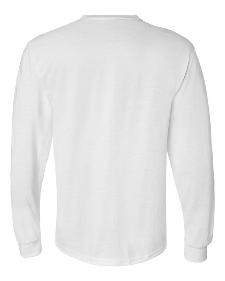 Rear View of White DryBlend® 50/50 Long Sleeve T-Shirt - 8400