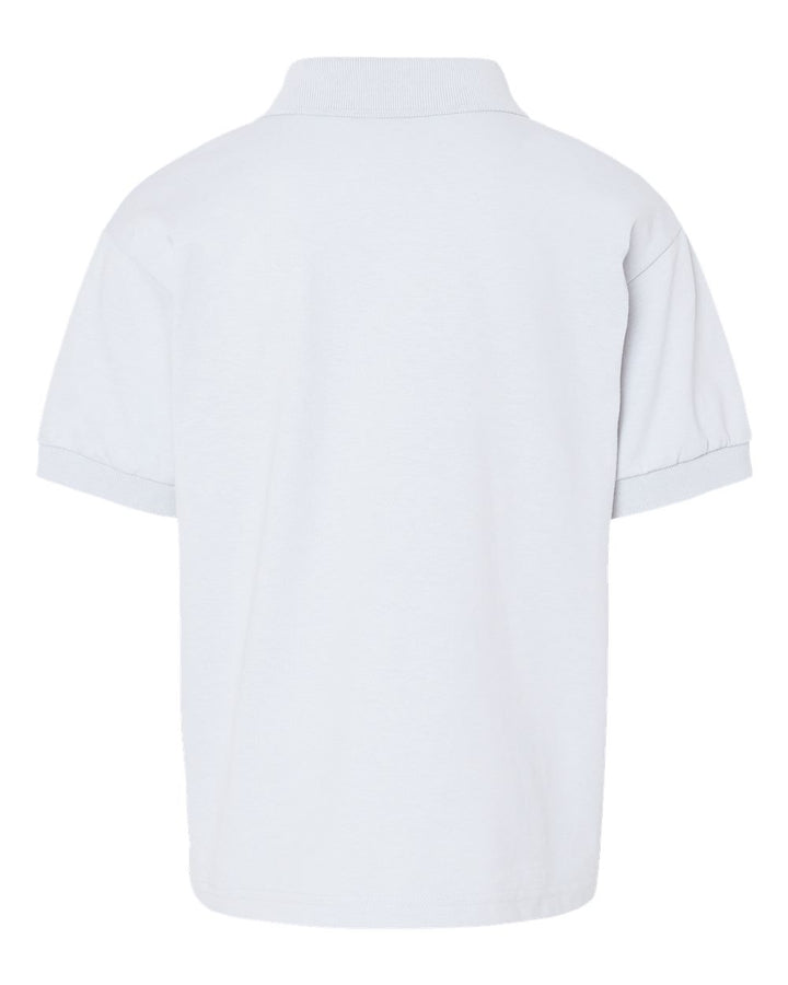 Rear View of White DryBlend® Youth Jersey Polo - 8800B