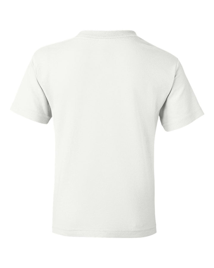 Rear View of White DryBlend® Youth T-Shirt - 8000B