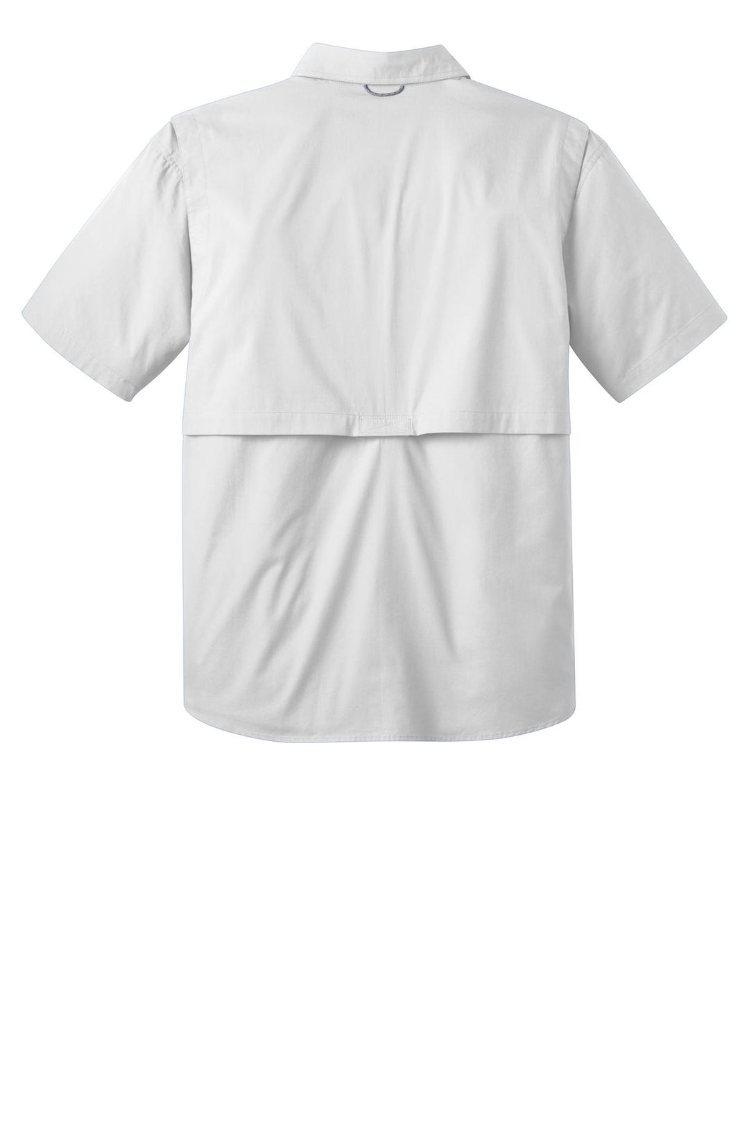 Rear View of White Eddie Bauer - Short Sleeve Fishing Shirt. EB608