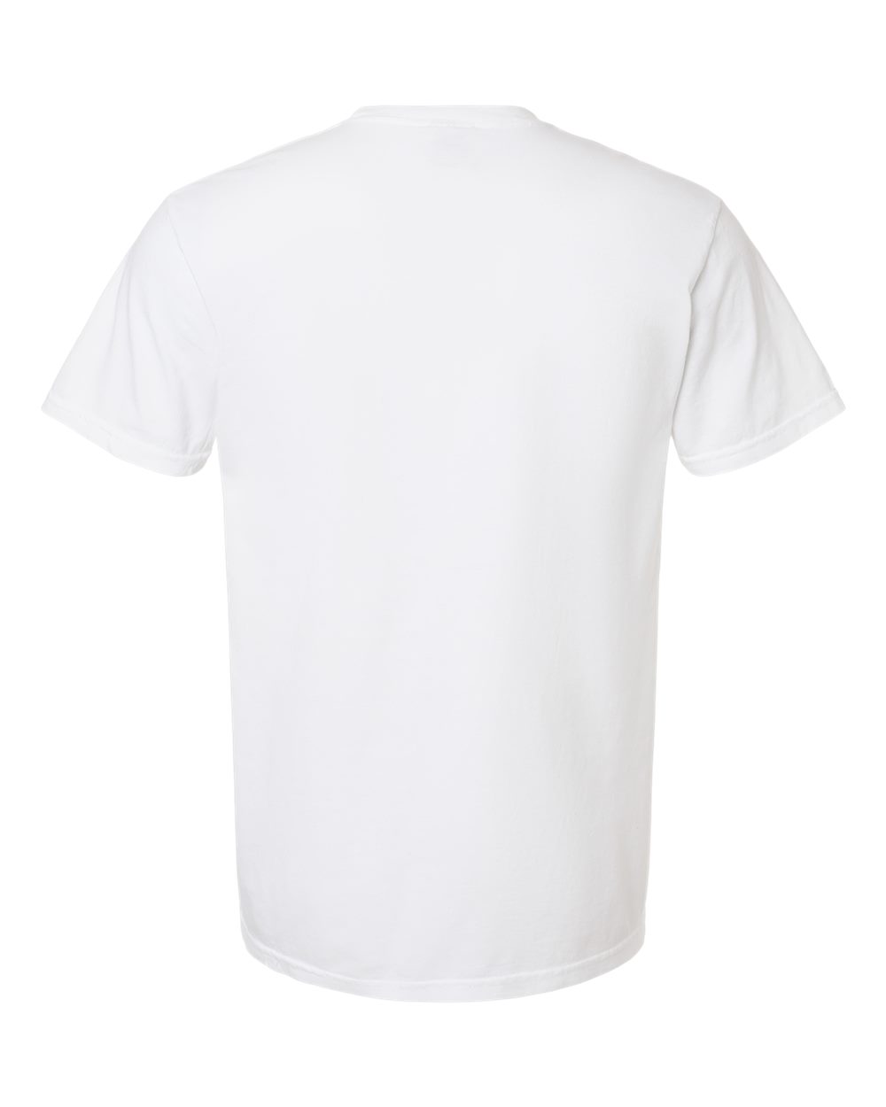 Rear View of White Garment-Dyed Heavyweight Pocket T-Shirt - 6030