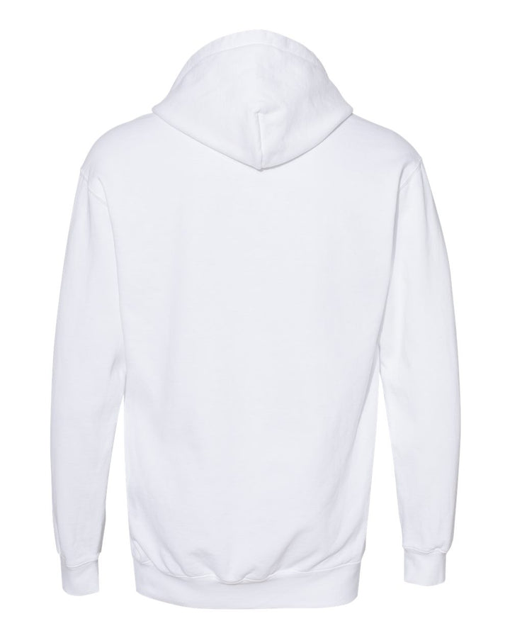 Rear View of White Garment-Dyed Hooded Sweatshirt - 1567