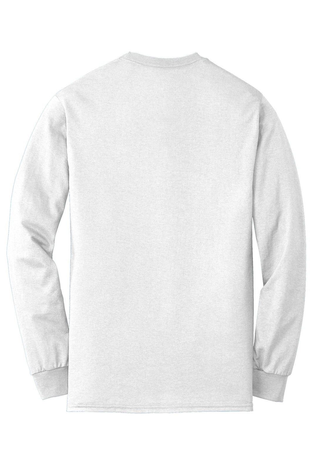 Rear View of White Gildan - DryBlend 50 Cotton/50 Poly Long Sleeve T-Shirt. 8400