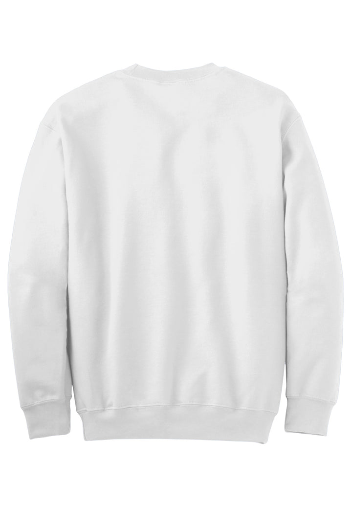Rear View of White Gildan - DryBlend Crewneck Sweatshirt. 12000