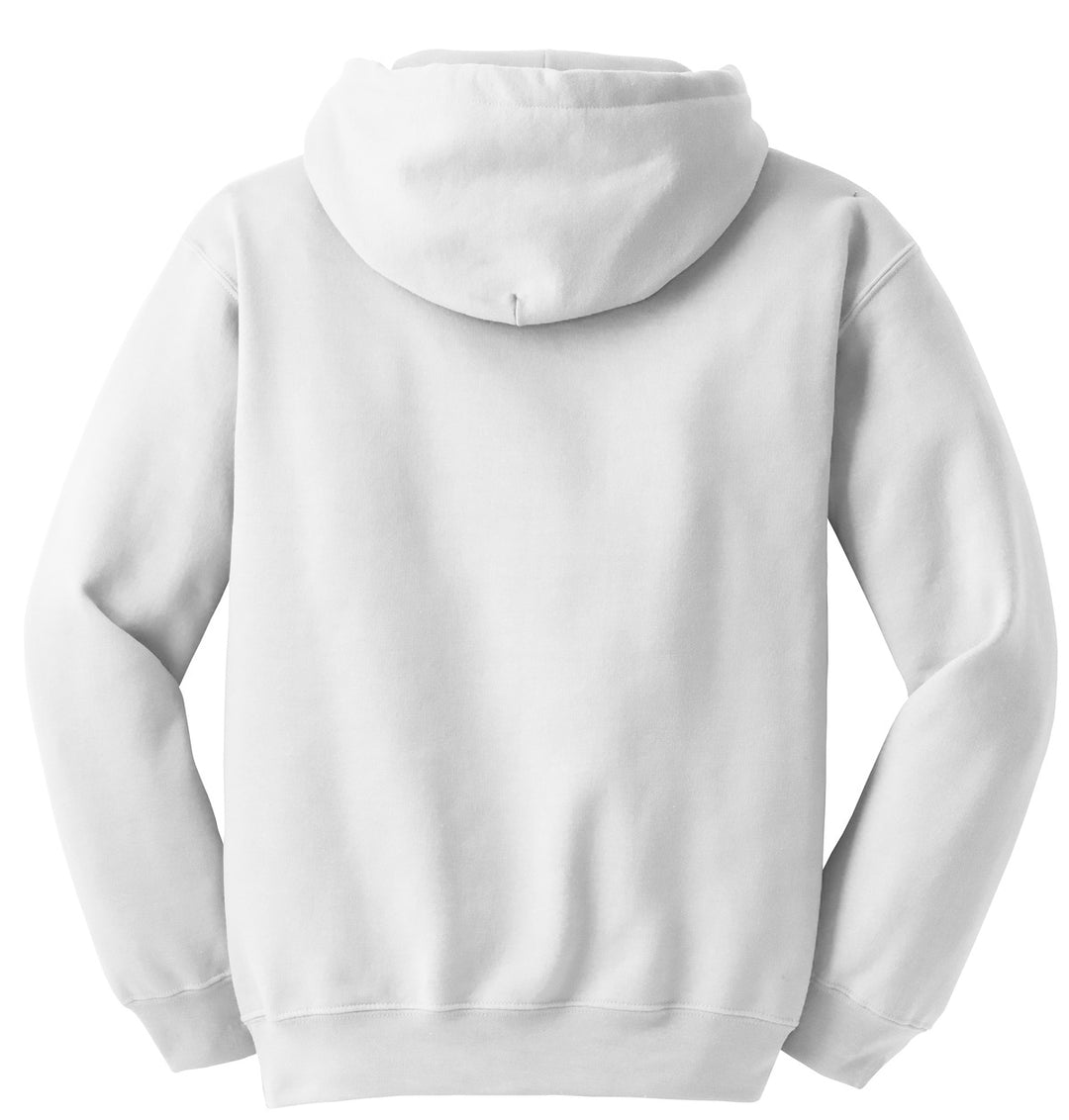 Rear View of White Gildan - DryBlend Pullover Hooded Sweatshirt. 12500