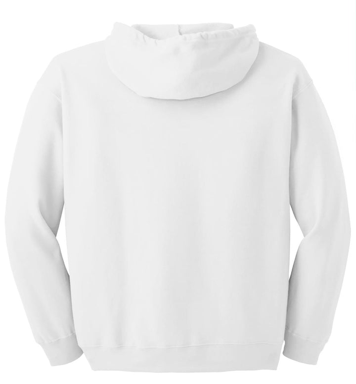 Rear View of White Gildan - Heavy Blend Full-Zip Hooded Sweatshirt. 18600