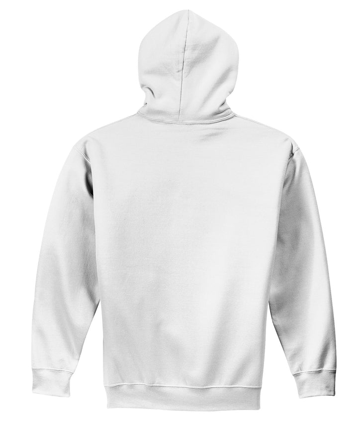 Rear View of White Gildan - Heavy Blend Hooded Sweatshirt. 18500