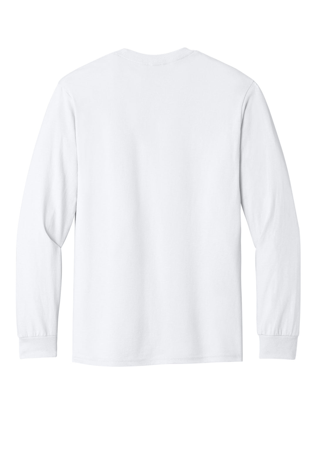 Rear View of White Gildan - Heavy Cotton 100% Cotton Long Sleeve T-Shirt. 5400