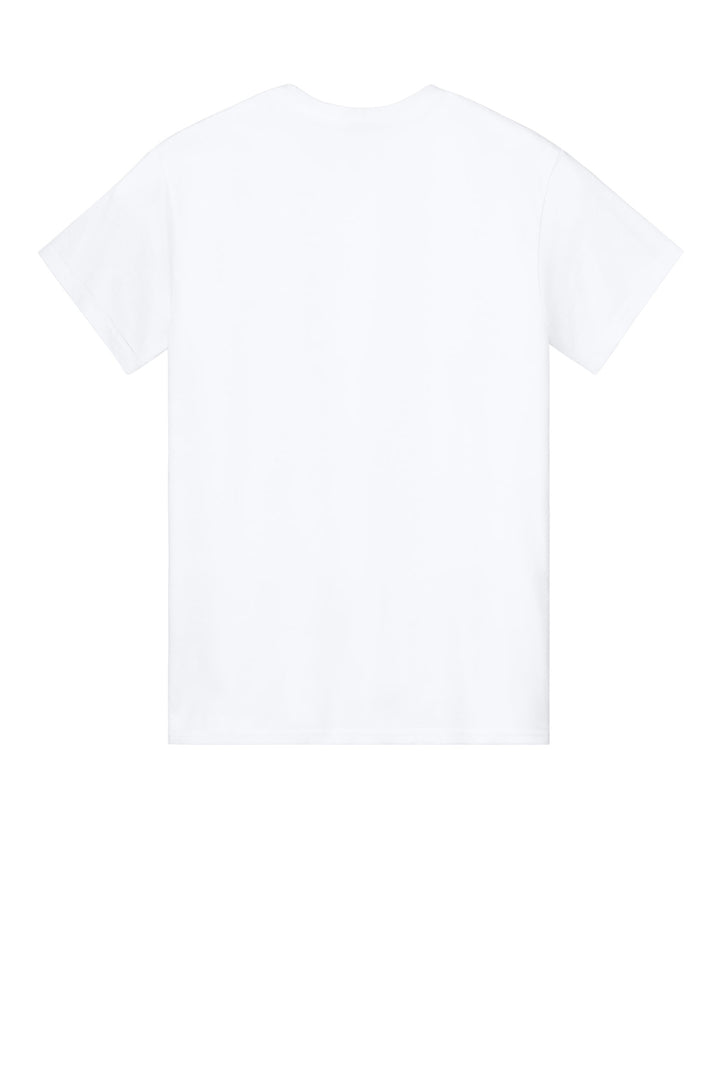 Rear View of White Gildan Light Cotton Tee 3000