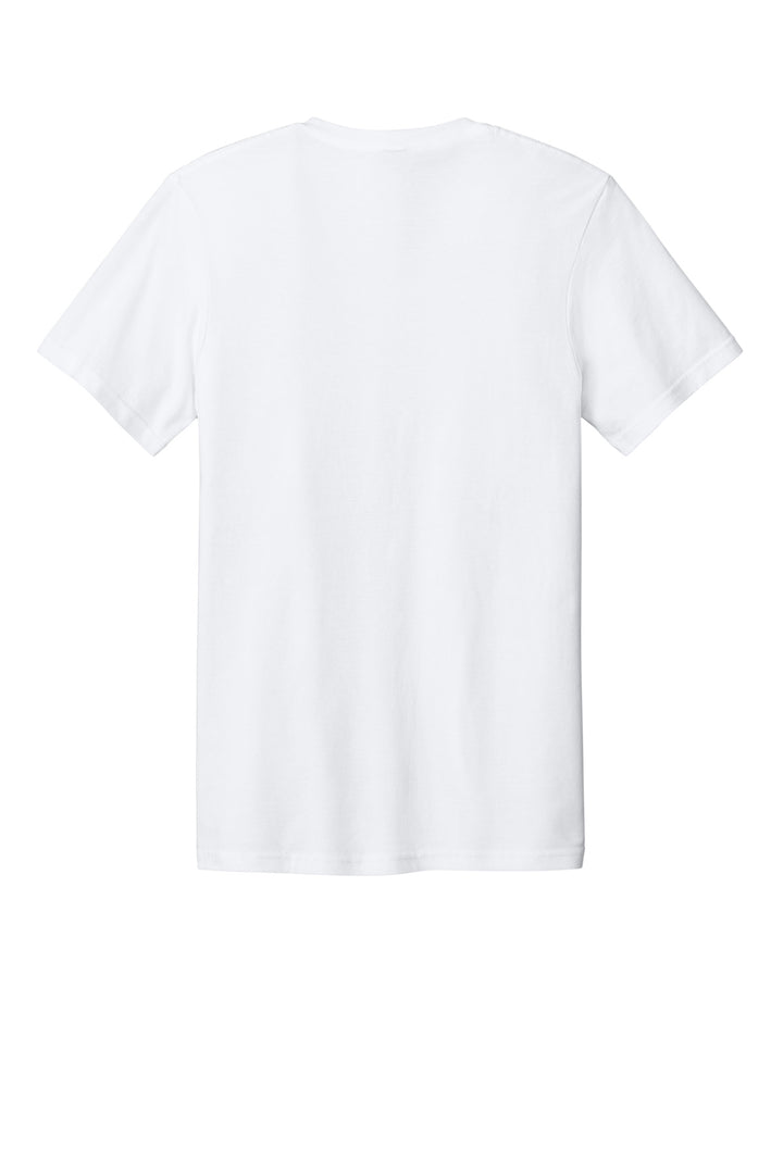 Rear View of White Gildan Softstyle V-Neck T-Shirt. 64V00