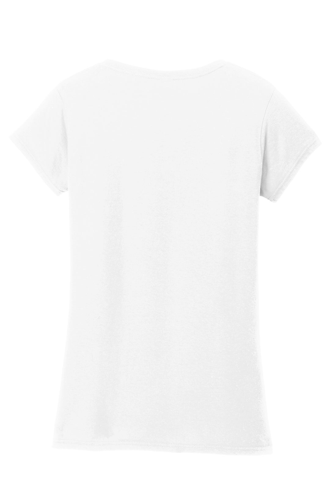 Rear View of White Gildan Softstyle Women's Fit V-Neck T-Shirt. 64V00L